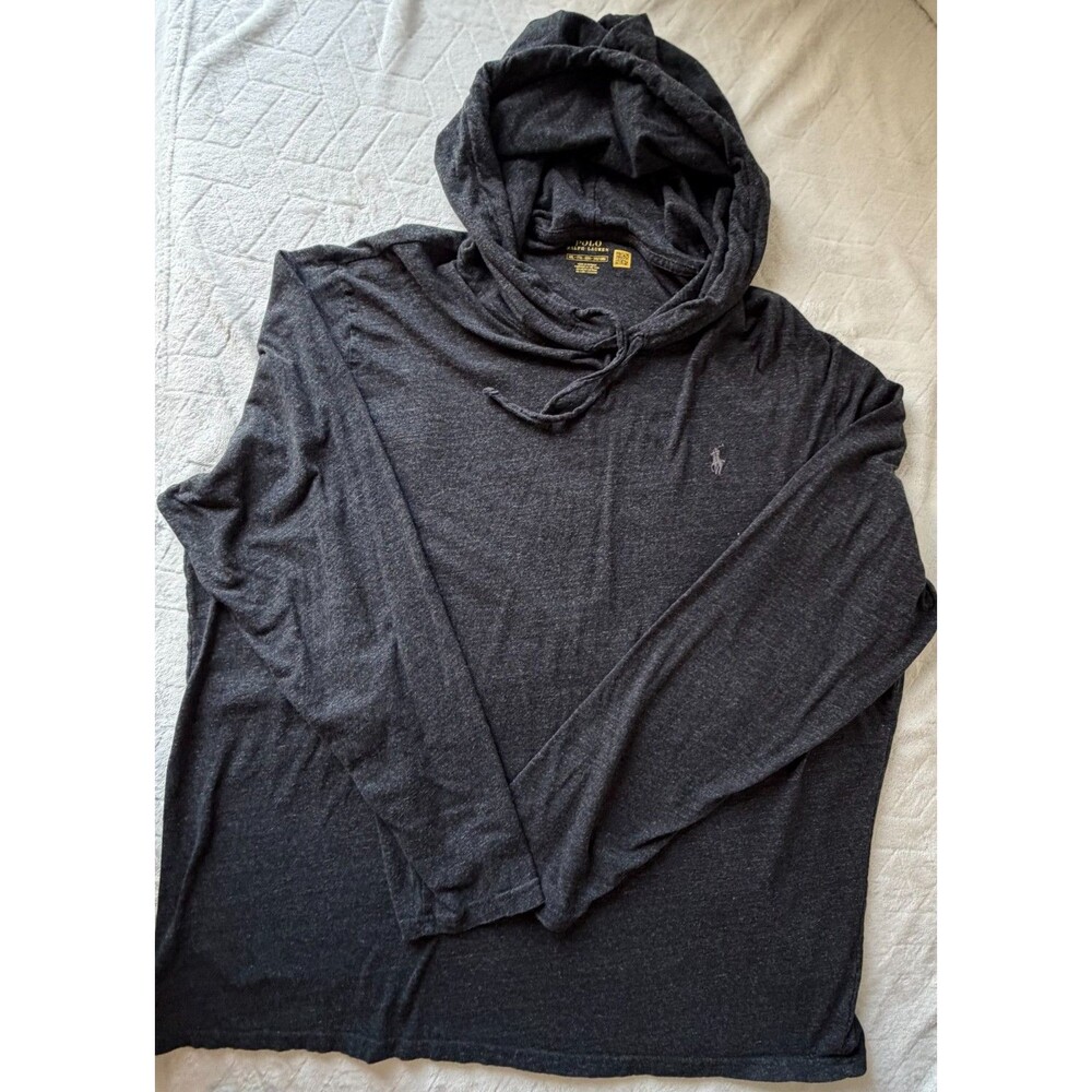 Polo Ralph Lauren Performance Hoodie Mens XXL Gray Pony Lightweight Shirt